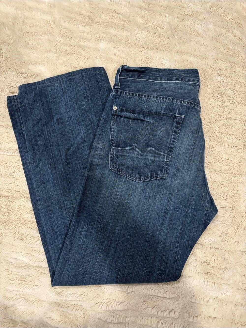 7 For All Mankind Men's Dark Blue Relaxed Jeans